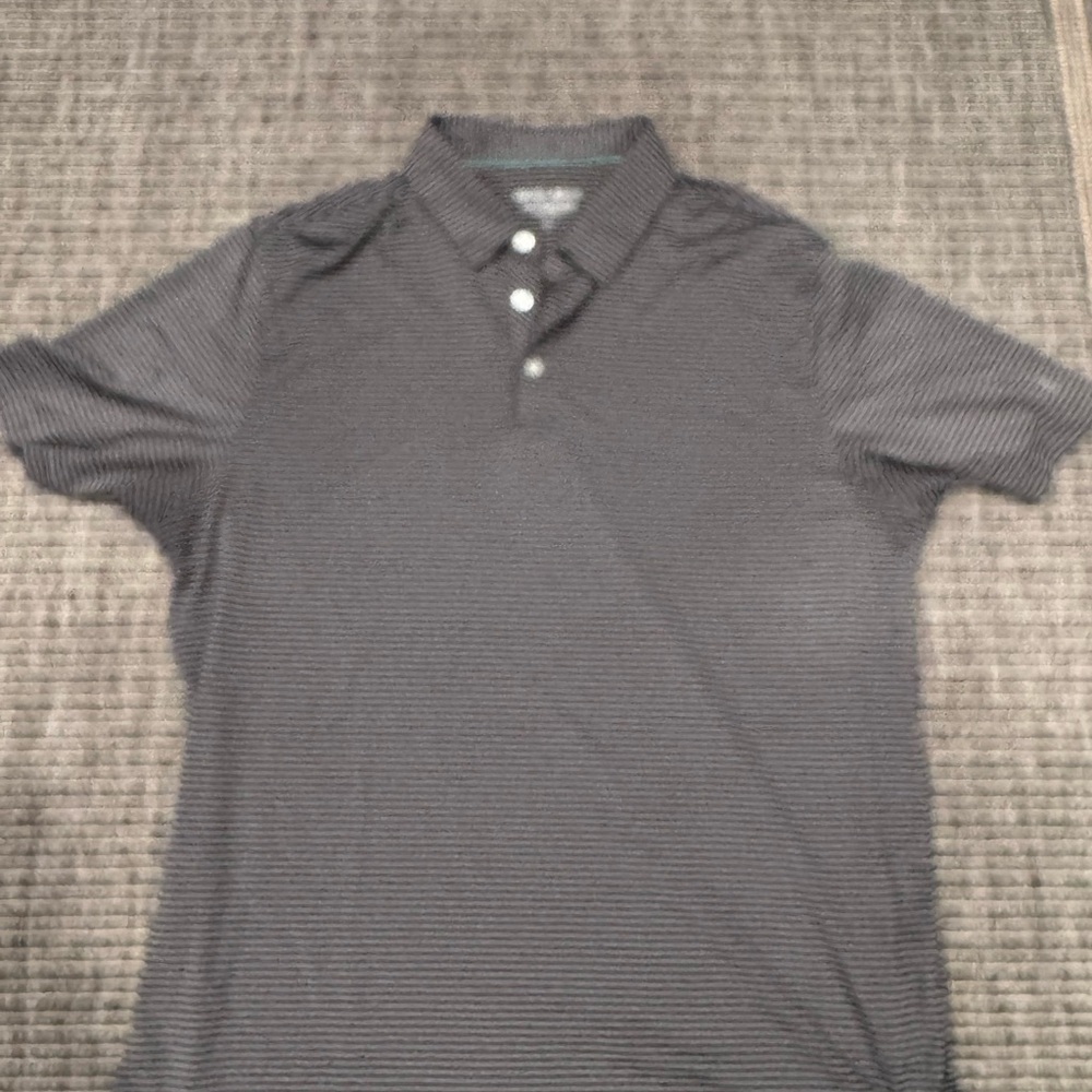 Elegant Charcoal Striped Polo Shirt